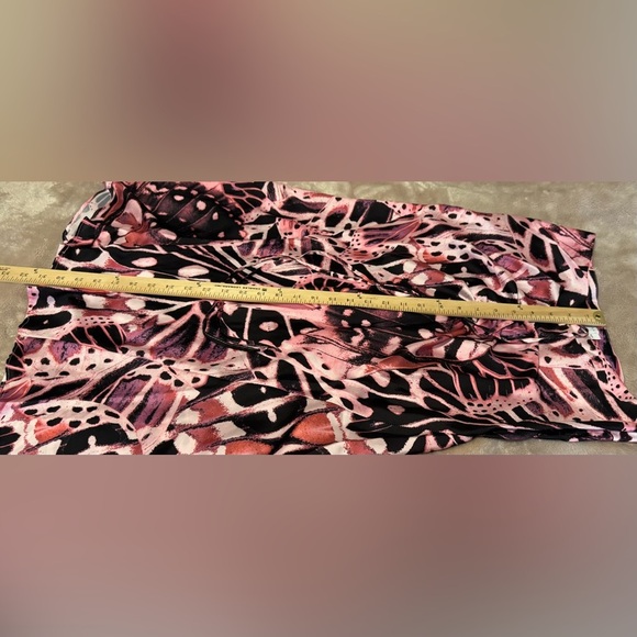 Asos Pink Butterfly Cord Tie Front Ruched Midi Skirt Size 10 Satin Side Zip - Picture 7 of 8